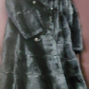 Black faux fur coat